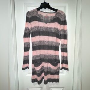 No boundaries Striped Pink and Gray Sweater Dress. Size XXL Junior GUC